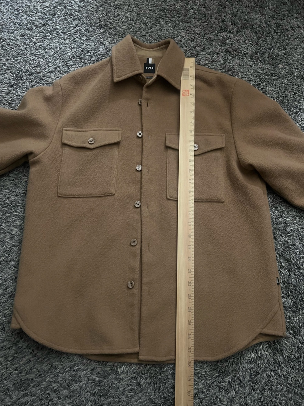 BOSS Men's Camel/Tan Wool Jacket with Chest Pockets - Picture 2 of 9